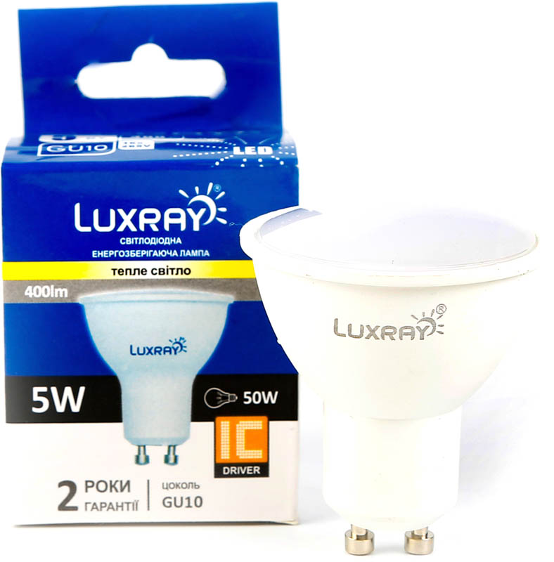 Лампа світлодіодна Luxray (6941372123529) 5Вт, GU10, 3000K